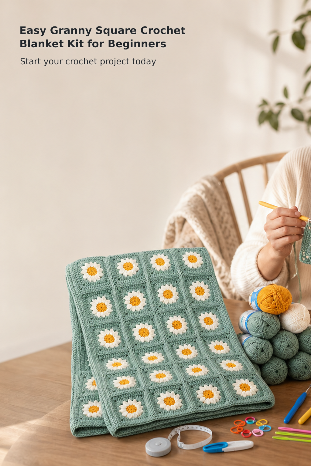 Beginner Granny Square Crochet Blanket Kit