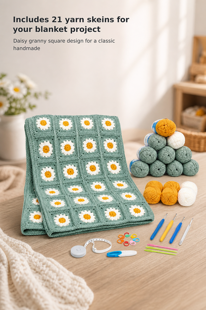 Beginner Granny Square Crochet Blanket Kit